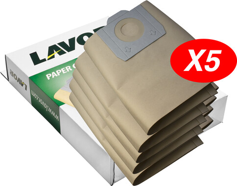 Мешки бумажные для пылесоса, 550x250 мм, d=68 мм, 5 шт, Lavor